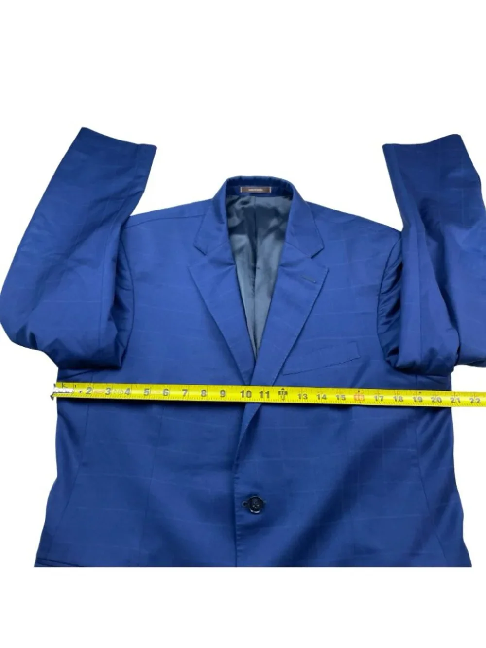 Peter Millar Men's 100% Wool 2-Button Blazer Jacket Blue Windowpane Plaid • 40R
